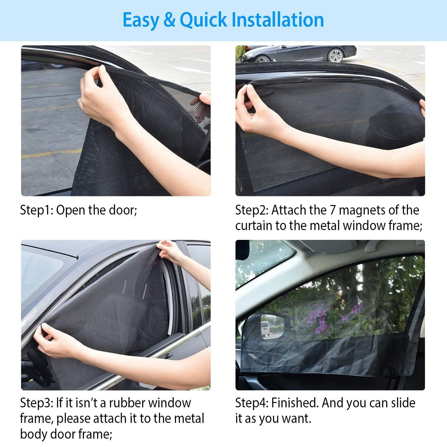 4-Piece: Front Rear Car Window Magnet Covers Automotive - DailySale