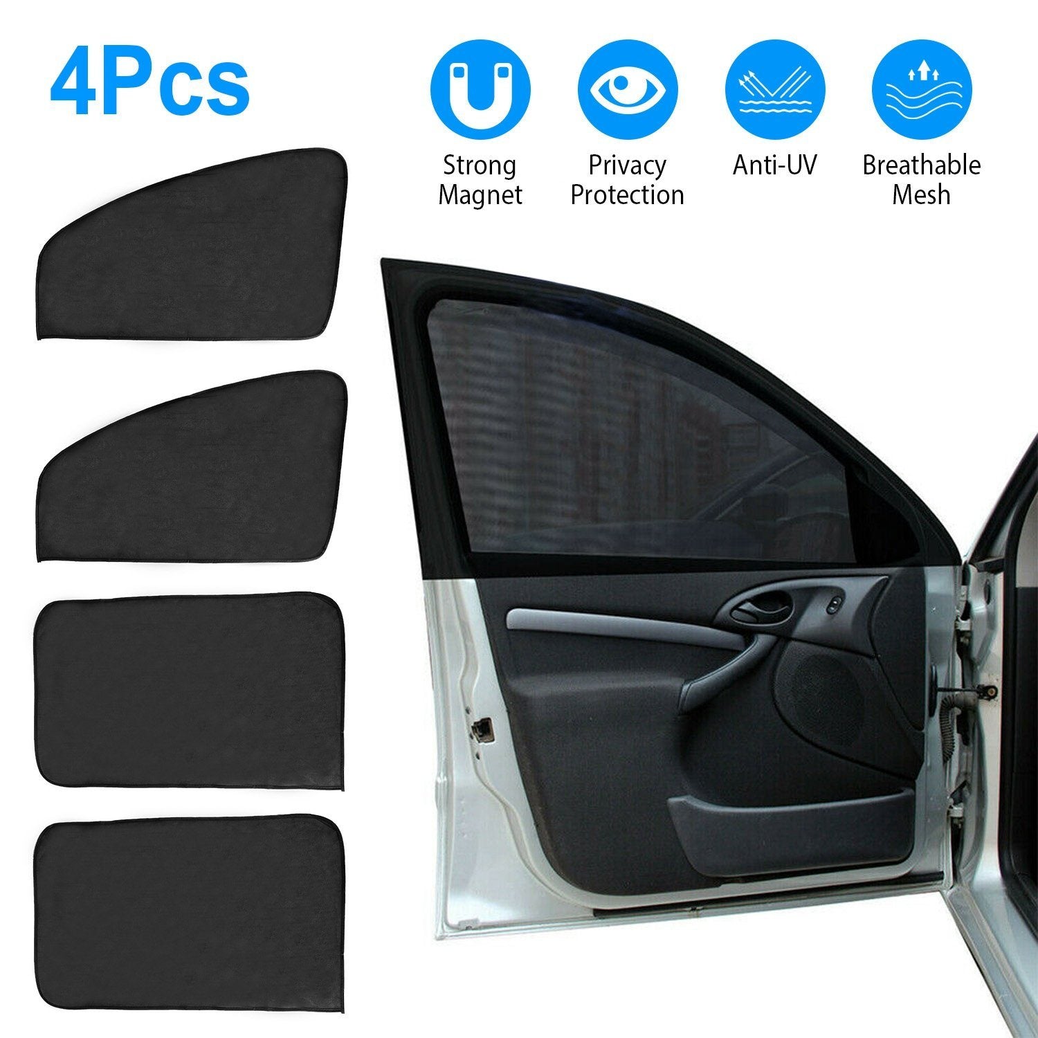 4-Piece: Front Rear Car Window Magnet Covers Automotive - DailySale