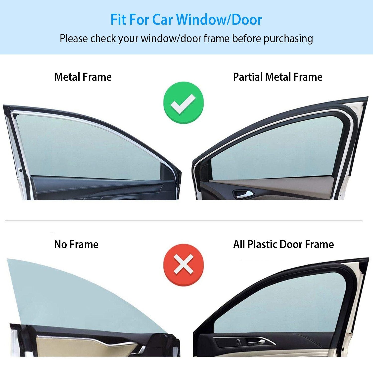 4-Piece: Front Rear Car Window Magnet Covers Automotive - DailySale