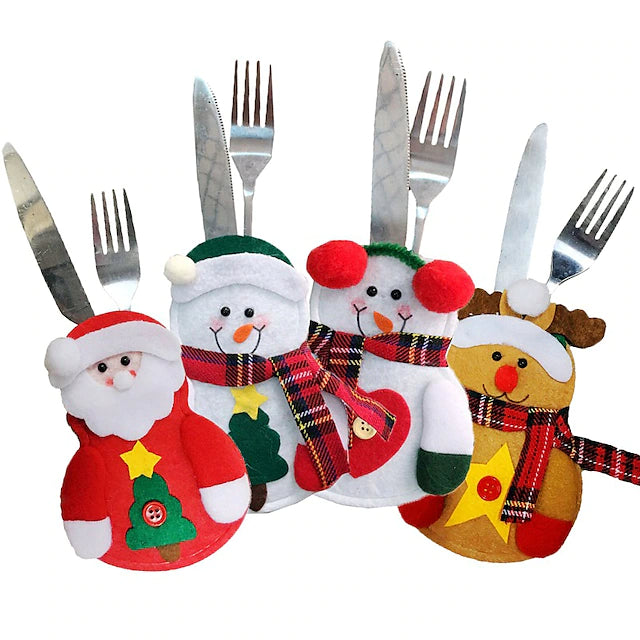 4-Piece: Holiday Tableware Sets Christmas Knife And Fork Bags Holiday Decor & Apparel - DailySale