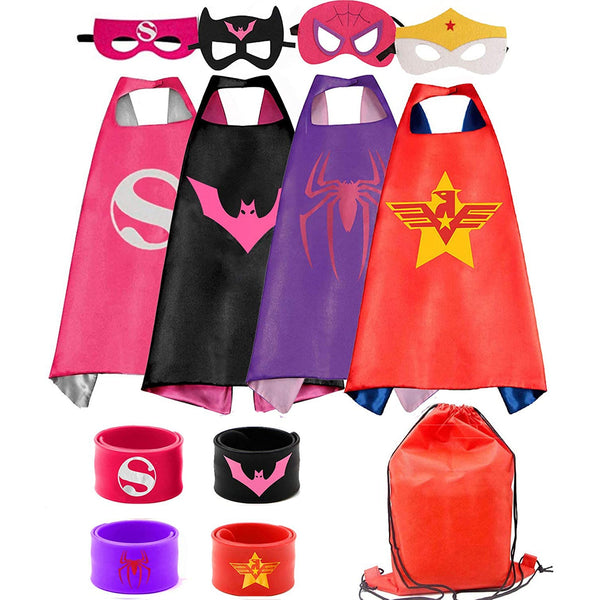 4-Piece: Kids Dress Up Superhero Capes Set and Slap Bracelets for Girls Kids' Clothing - DailySale