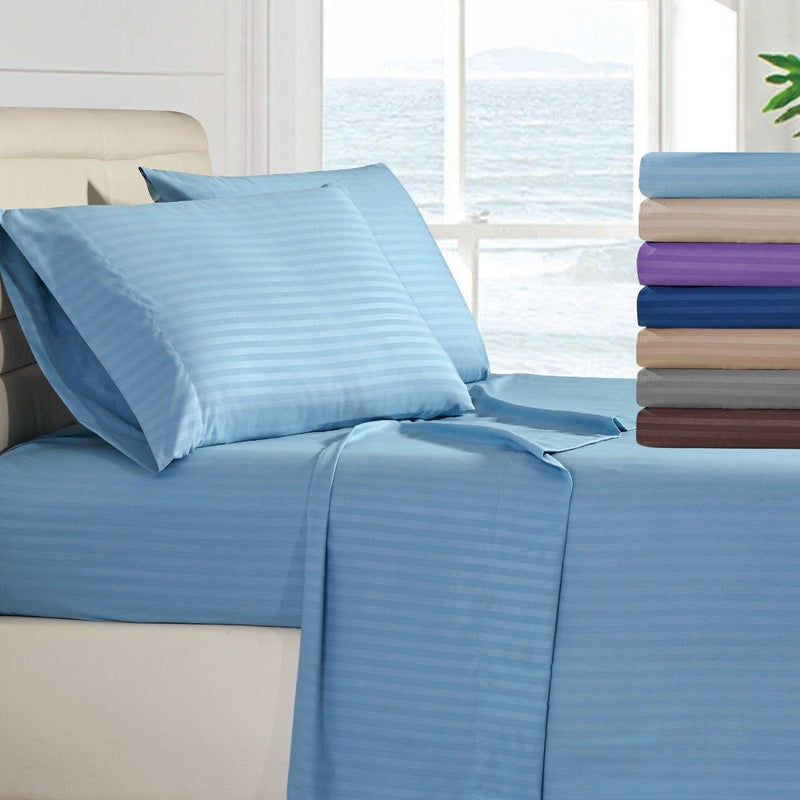4-Piece: Lux Decor Collection Stripe Sheet Set Linen & Bedding - DailySale