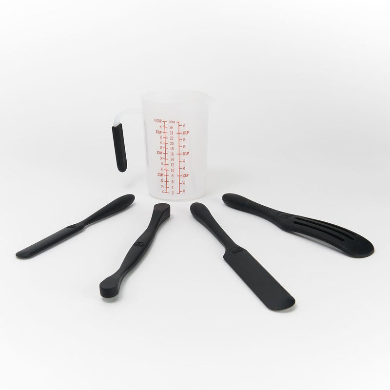 4-Piece: Mad Hungry Silicone Spurtle Baking Prep Set with Measuring Cup Kitchen & Dining Black - DailySale