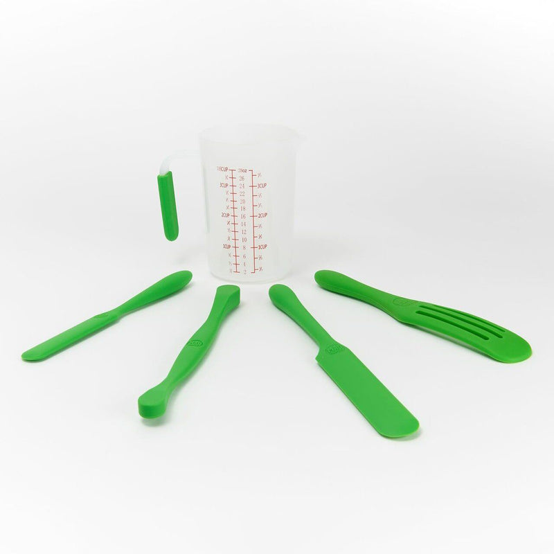 4-Piece: Mad Hungry Silicone Spurtle Baking Prep Set with Measuring Cup Kitchen & Dining Green - DailySale