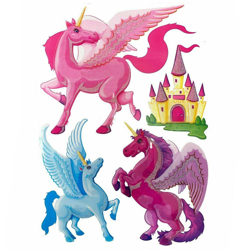 4-Piece: Malkin - Large Unicorn 3D Wall Decal Stickers Set Lighting & Decor - DailySale