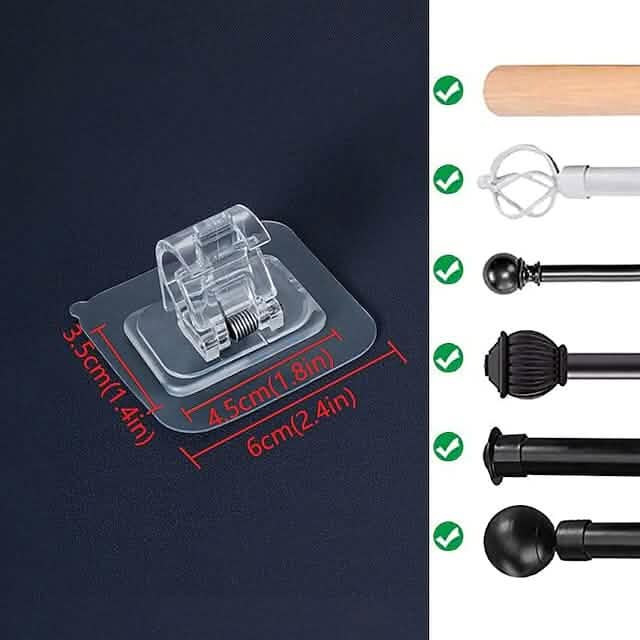 4-Piece: No Drill Curtain Rod Hook Holder Furniture & Decor - DailySale