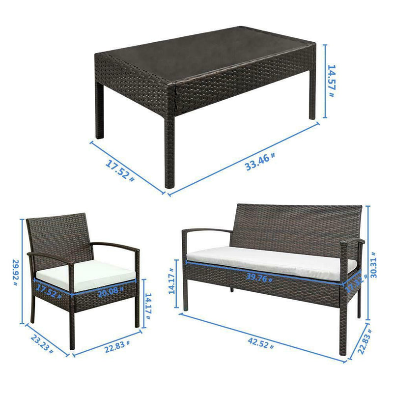 4-Piece: Rattan Patio Furniture Set Furniture & Decor - DailySale