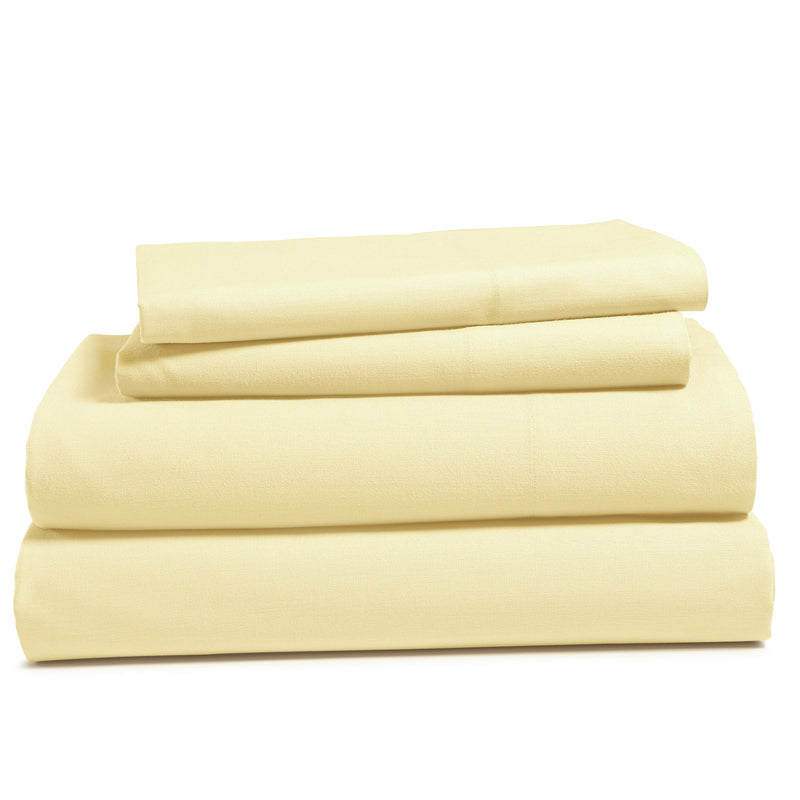 4-Piece Set: 100% Cotton Super Soft Solid Sheet Linen & Bedding Queen Cream - DailySale