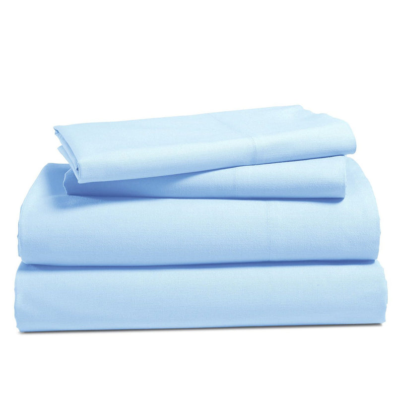 4-Piece Set: 100% Cotton Super Soft Solid Sheet Linen & Bedding Queen Light Blue - DailySale