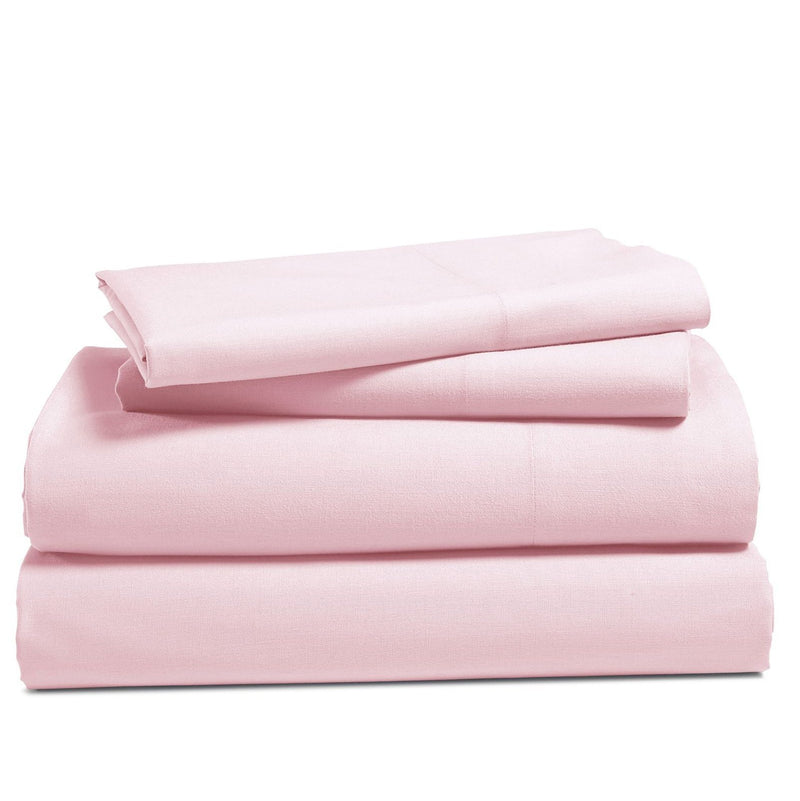 4-Piece Set: 100% Cotton Super Soft Solid Sheet Linen & Bedding Queen Pink - DailySale