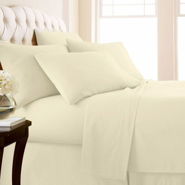 4-Piece Set: 1000 Thread Count Egyptian Cotton Sheets Linen & Bedding Twin Ivory - DailySale