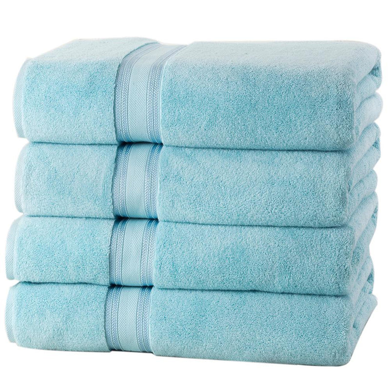 4-Piece Set: 550 GSM Zero Twist Cotton Bath Towels Beauty & Personal Care Blue - DailySale