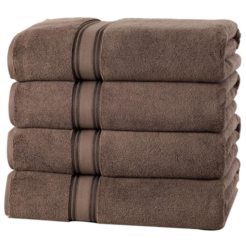 4-Piece Set: 550 GSM Zero Twist Cotton Bath Towels Beauty & Personal Care Chocolate - DailySale