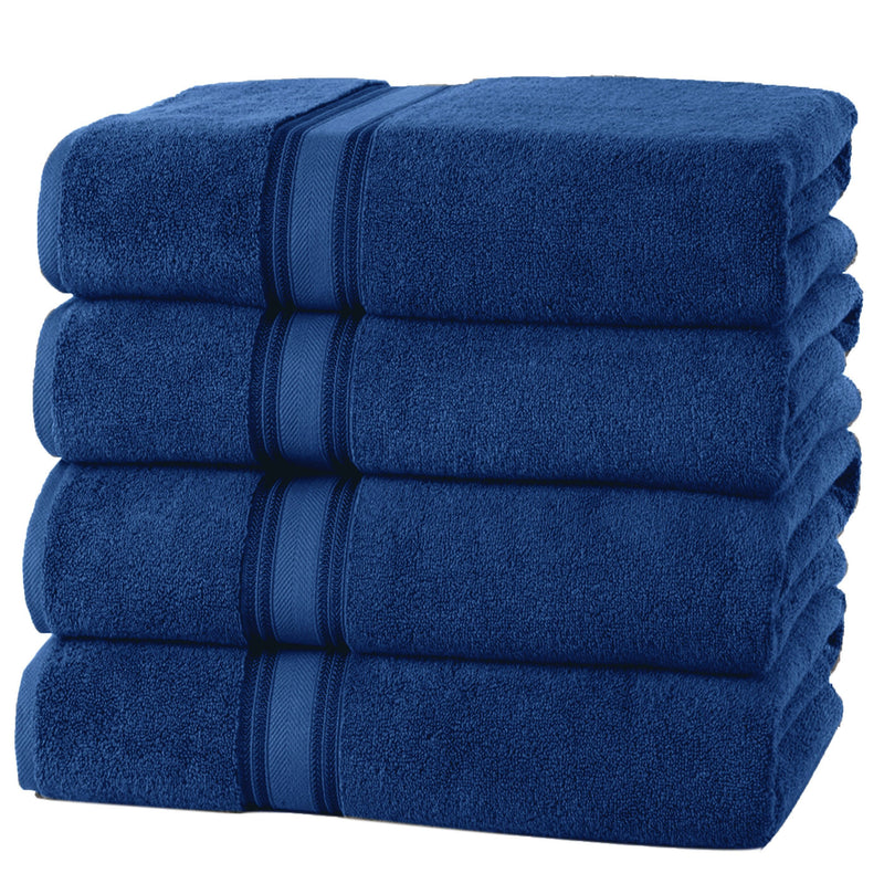 4-Piece Set: 550 GSM Zero Twist Cotton Bath Towels Beauty & Personal Care Navy - DailySale