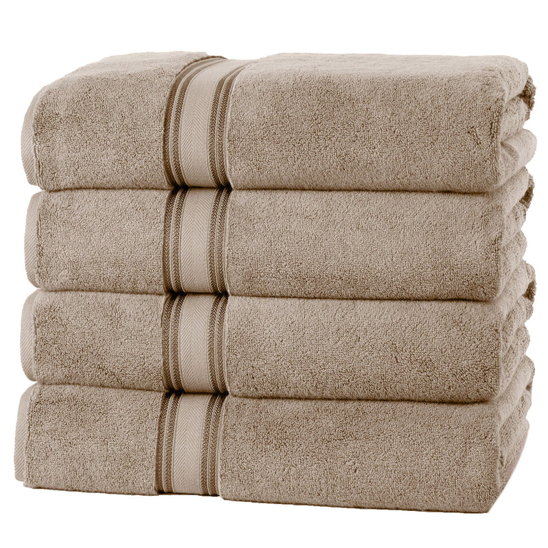 4-Piece Set: 550 GSM Zero Twist Cotton Bath Towels Beauty & Personal Care Taupe - DailySale