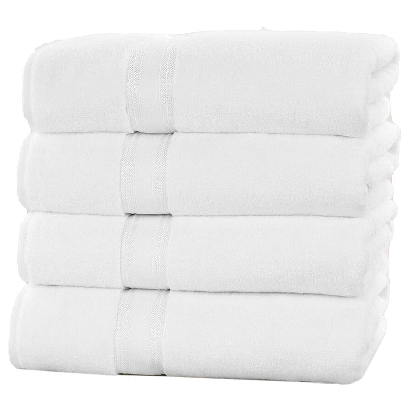 4-Piece Set: 550 GSM Zero Twist Cotton Bath Towels Beauty & Personal Care White - DailySale