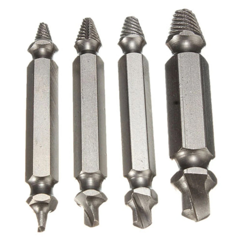 4-Piece Set: DrillPro Double-Sided Damaged Screw Extractors Home Improvement - DailySale