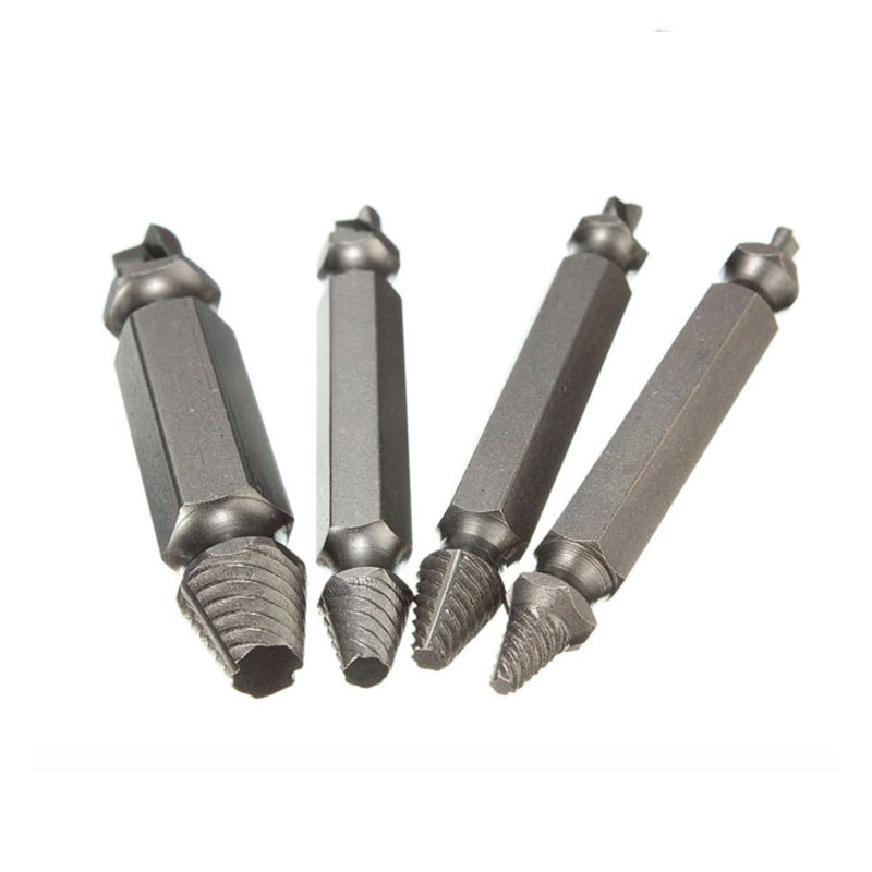 4-Piece Set: DrillPro Double-Sided Damaged Screw Extractors Home Improvement - DailySale