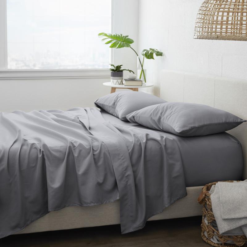 4-Piece Set: Made Supply Co. Solid Sheet Bedding Charcoal Twin XL - DailySale