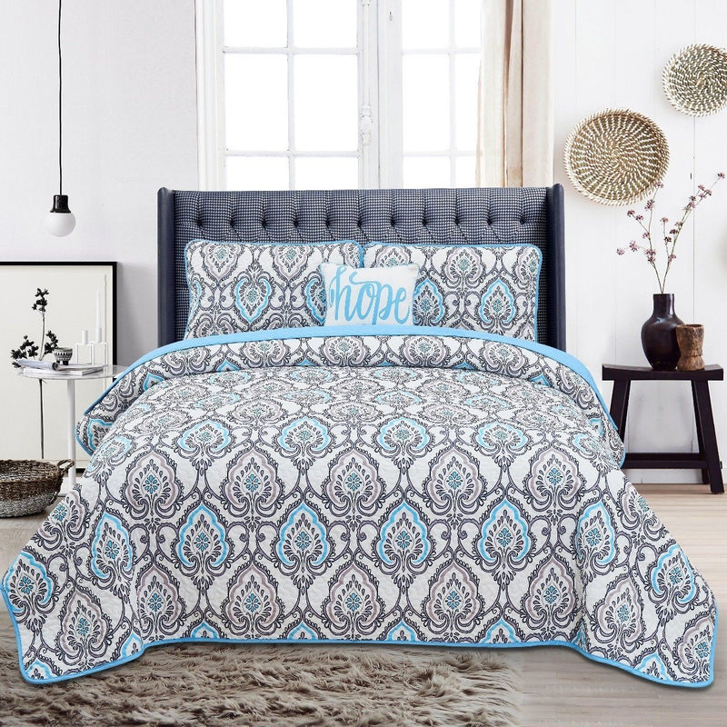 4-Piece Set: Printed Pattern Quilt Set Linen & Bedding - DailySale
