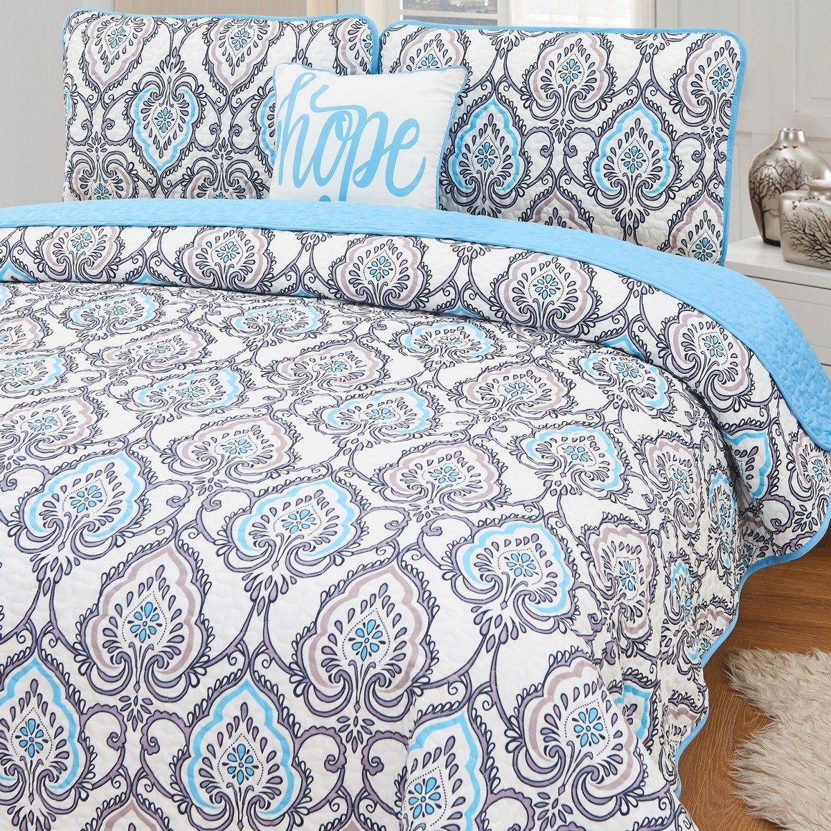 4-Piece Set: Printed Pattern Quilt Set Linen & Bedding King No. 1 - DailySale