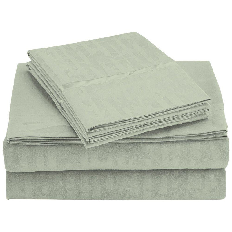 4-Piece Set: Super-Soft 1600 Series Bamboo Embossed Bed Sheet Linen & Bedding Full Sage - DailySale