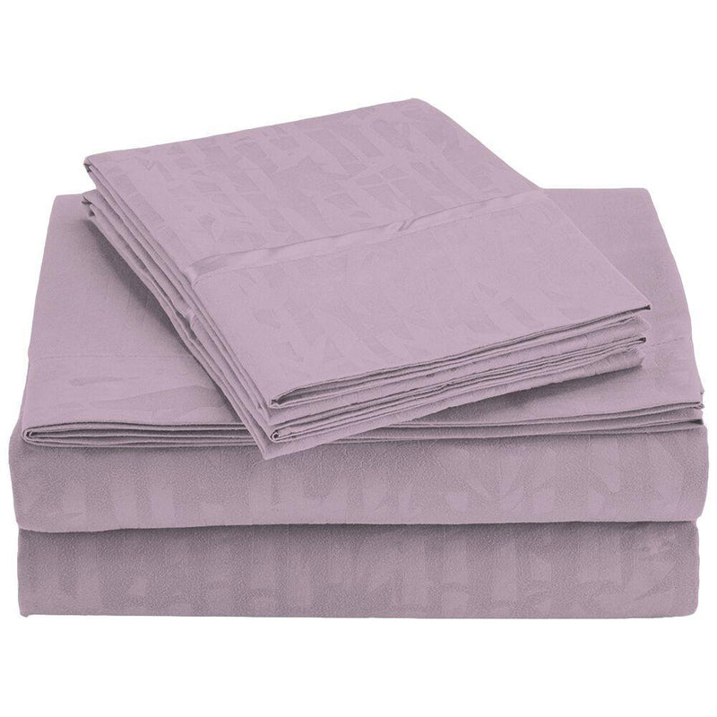 4-Piece Set: Super-Soft 1600 Series Bamboo Embossed Bed Sheet Linen & Bedding Queen Lilac - DailySale