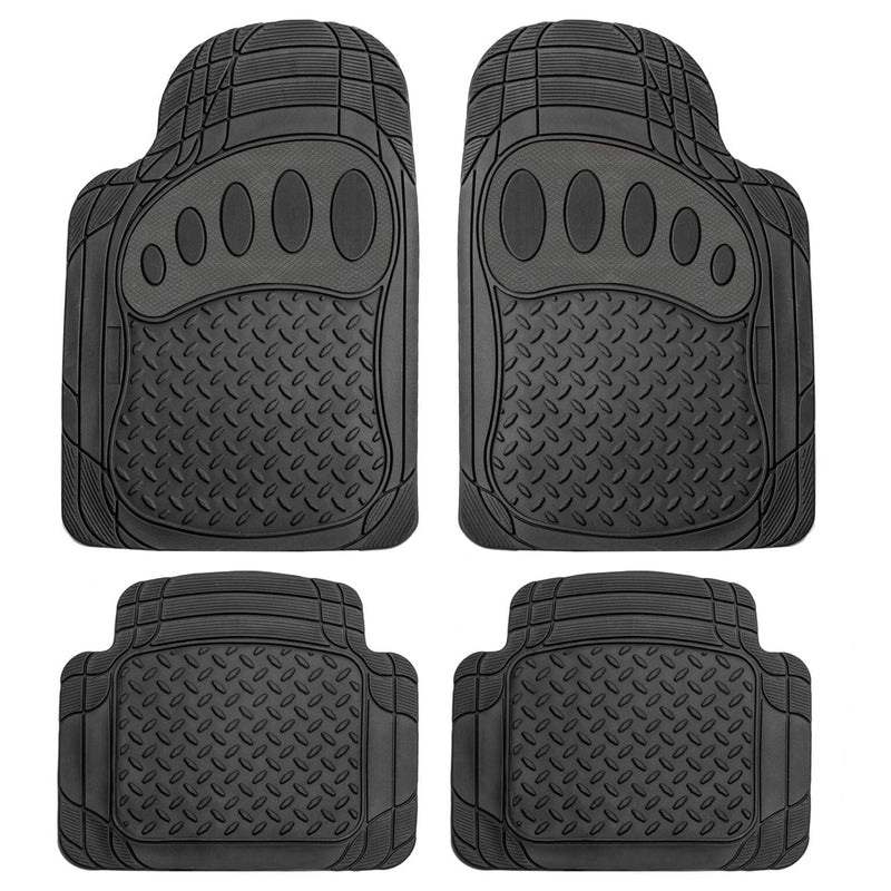 4-Piece Set: Trimmable ClimaProof™ Non-Slip Rubber Floor Mats With Footprint Design
