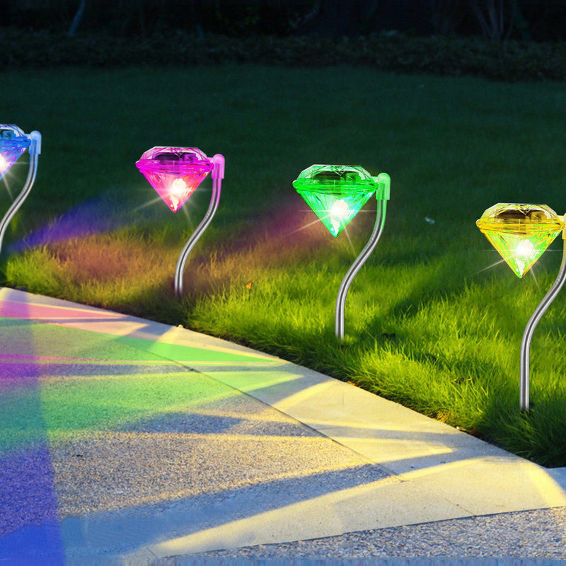 4-Piece: Solar Diamond LED Light Pathway Stake Decorative Lamp Garden & Patio - DailySale