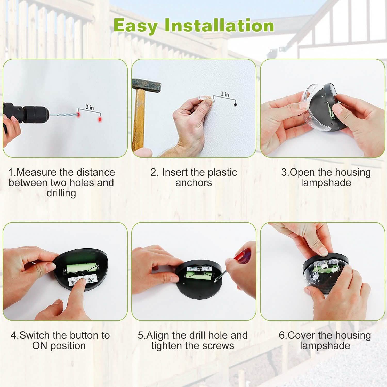 4-Piece: Solar Fence Outdoor Lights Outdoor Lighting - DailySale