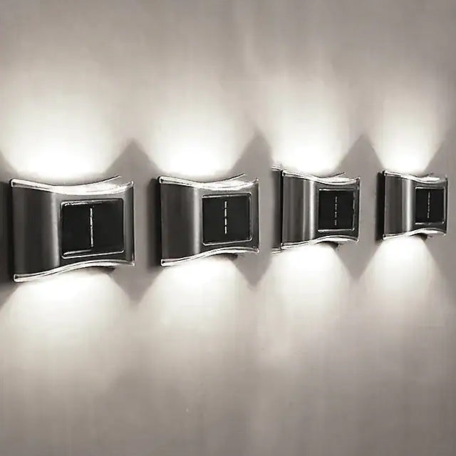 4-Piece: Solar Outdoor 6 LED Waterproof Wall Lights Outdoor Lighting White - DailySale