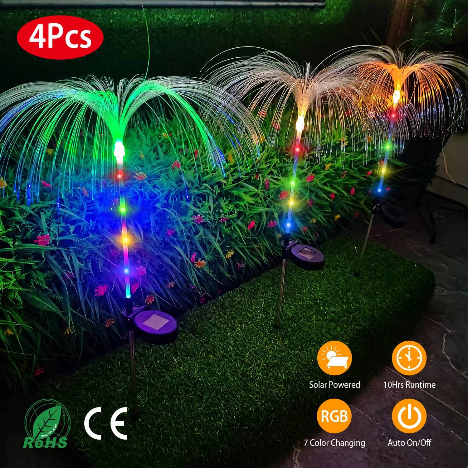 4-Piece: Solar Powered Jellyfish Lights Outdoor Lighting - DailySale