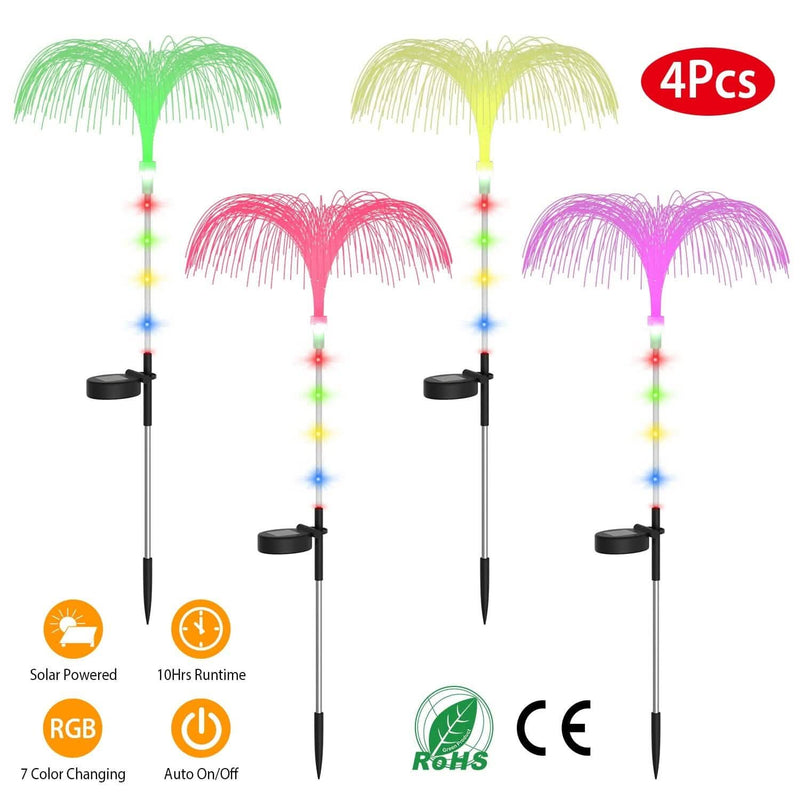 4-Piece: Solar Powered Jellyfish Lights Outdoor Lighting - DailySale