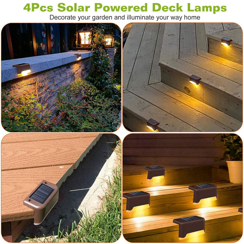 4-Piece: Solar Powered LED Step Lights Outdoor Lighting - DailySale