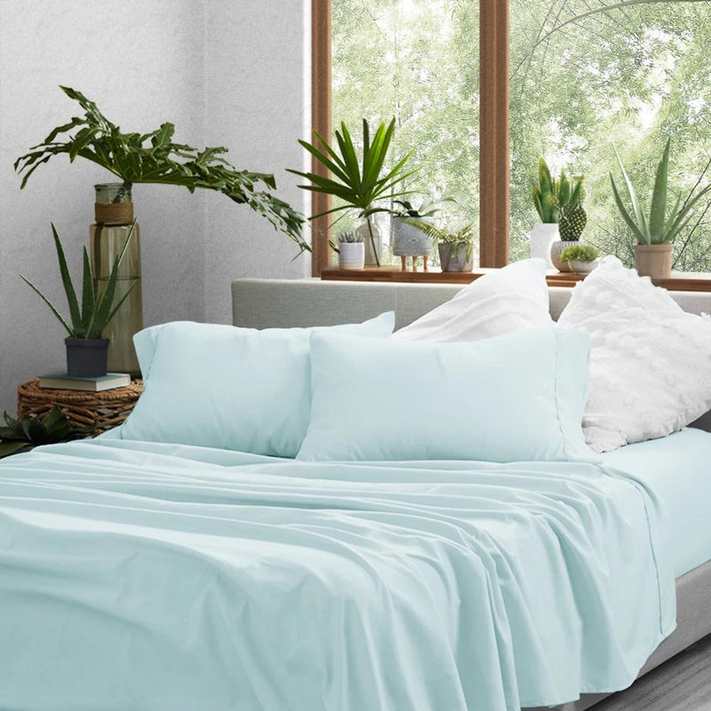 4-Piece: Solid Sheet Set Bed & Bath Twin Aqua - DailySale
