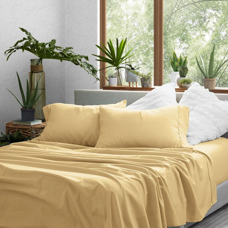 4-Piece: Solid Sheet Set Bed & Bath Twin Gold - DailySale