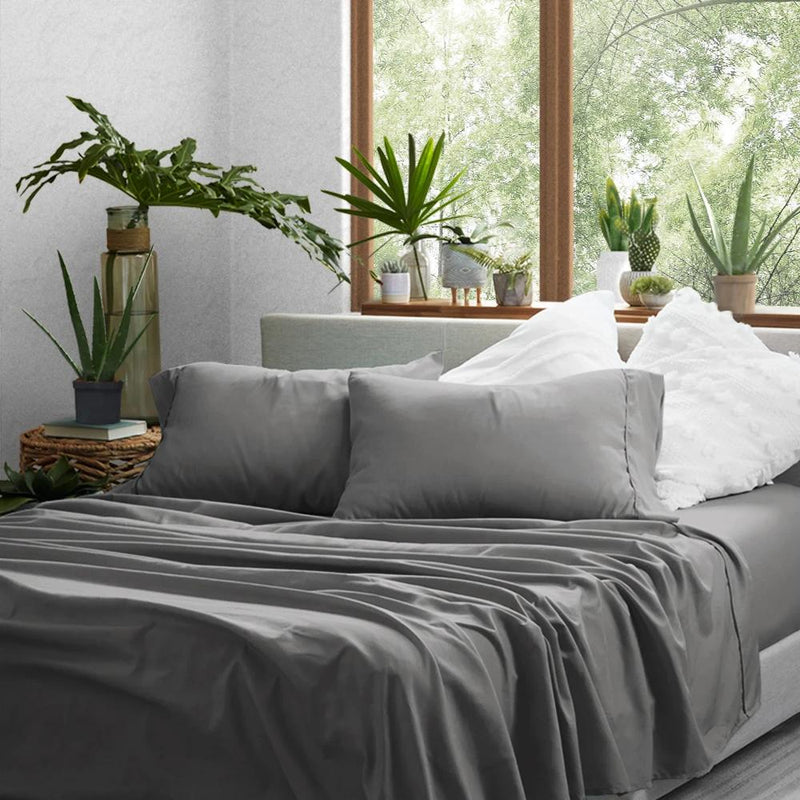 4-Piece: Solid Sheet Set Bed & Bath Twin Gray - DailySale