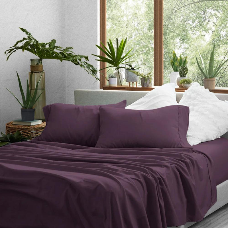 4-Piece: Solid Sheet Set Bed & Bath Twin Purple - DailySale