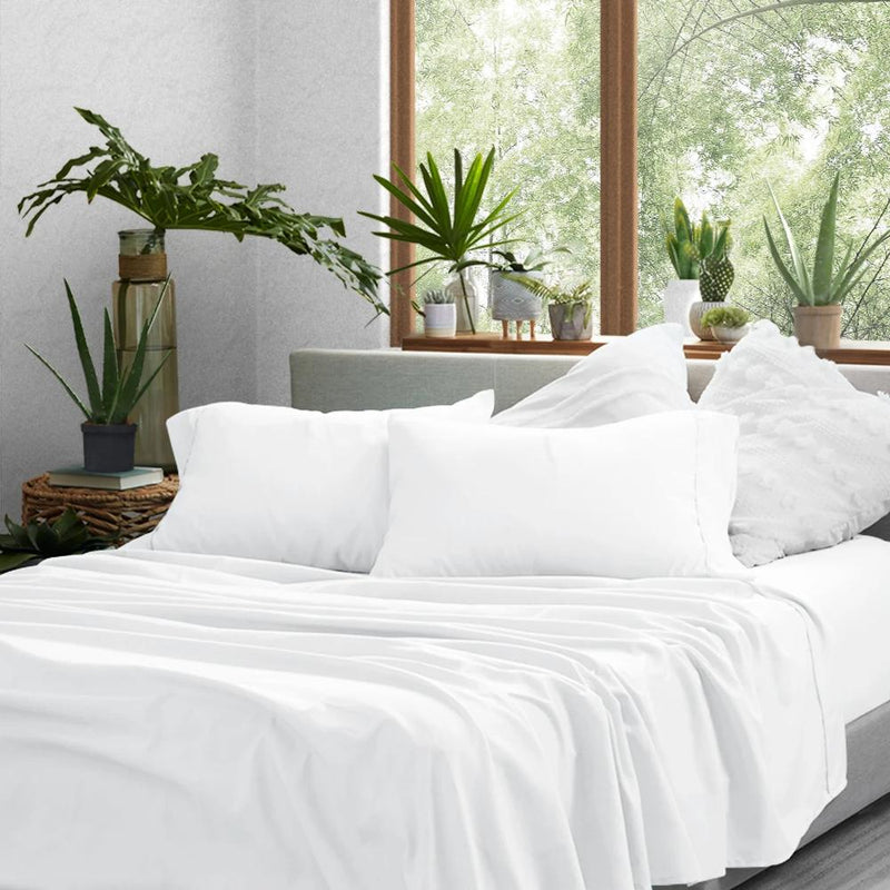 4-Piece: Solid Sheet Set Bed & Bath Twin White - DailySale