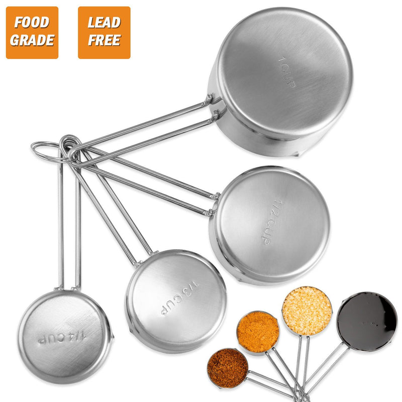4-Piece: Stainless Steel Measuring Cups Stackable Kitchen Spoons Set Kitchen & Dining - DailySale