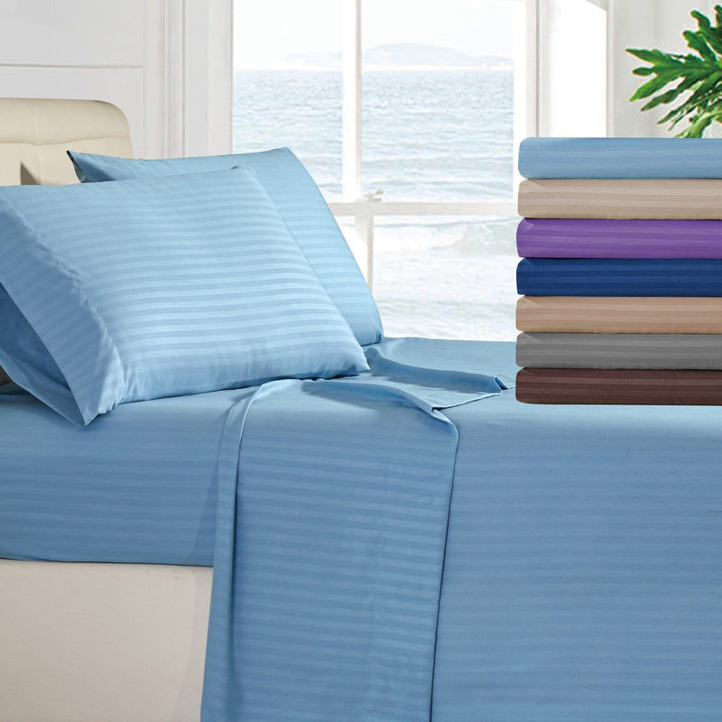 4-Piece: Stripe Smooth Textured Bedding Sheet Set Bedding - DailySale