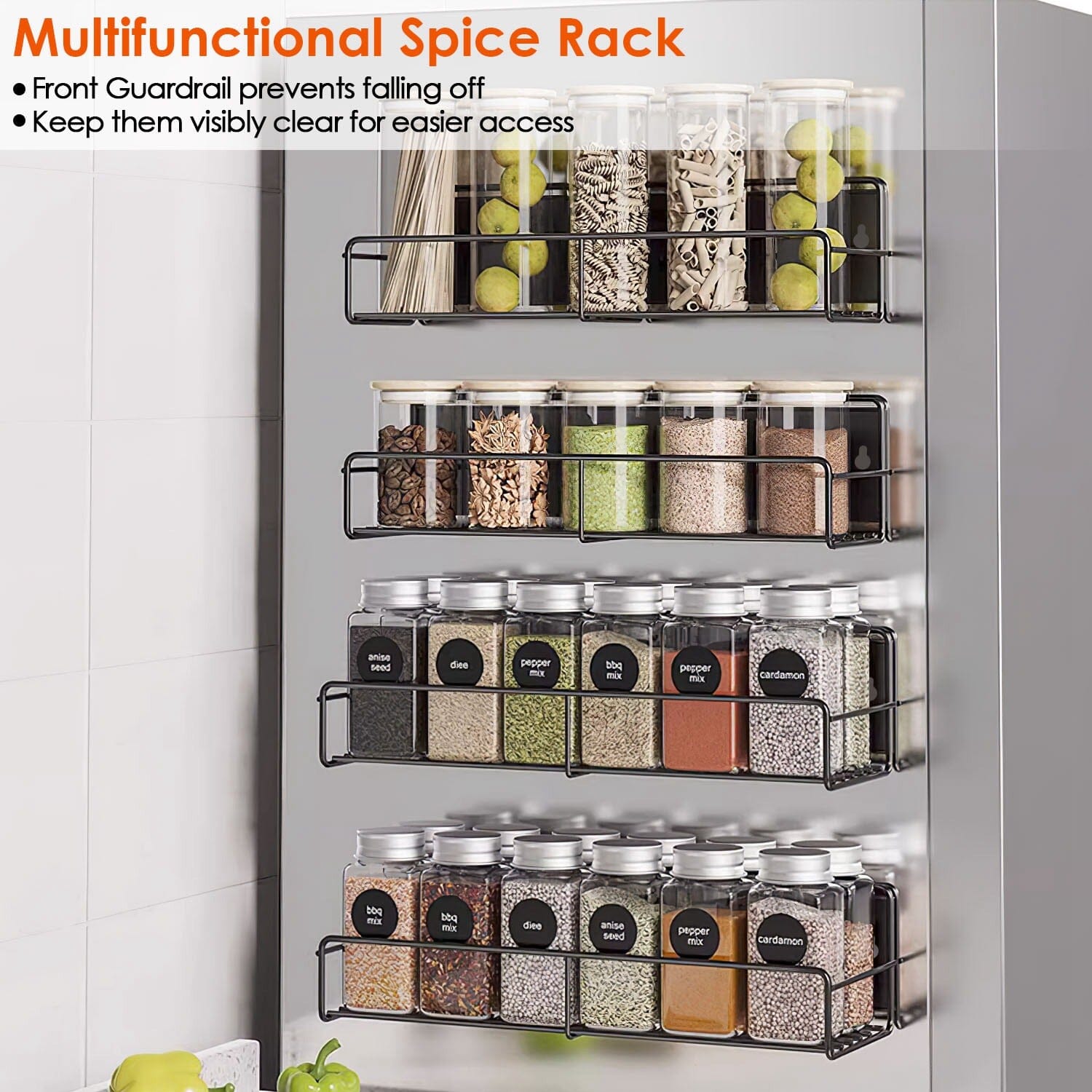 4-Piece: Strong Magnetic Spice Rack Organizer Kitchen Storage - DailySale