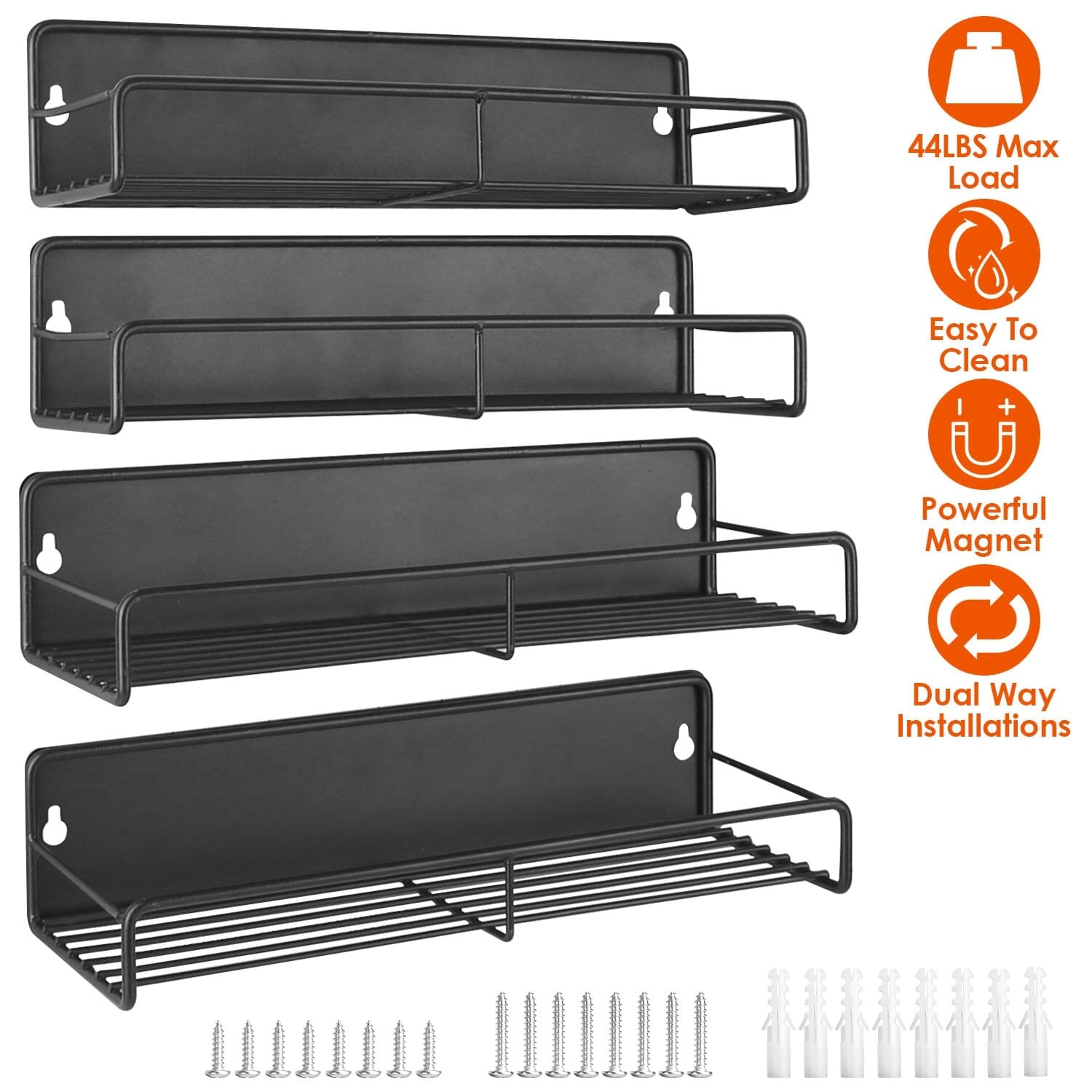 4-Piece: Strong Magnetic Spice Rack Organizer Kitchen Storage - DailySale