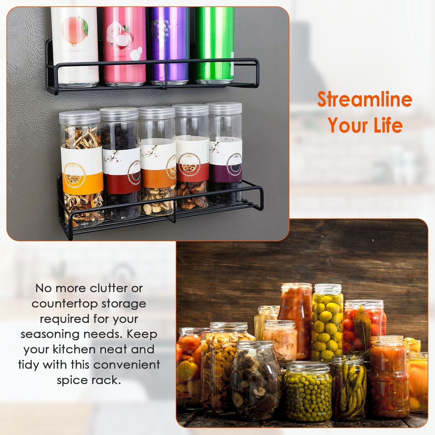 4-Piece: Strong Magnetic Spice Rack Organizer Kitchen Storage - DailySale