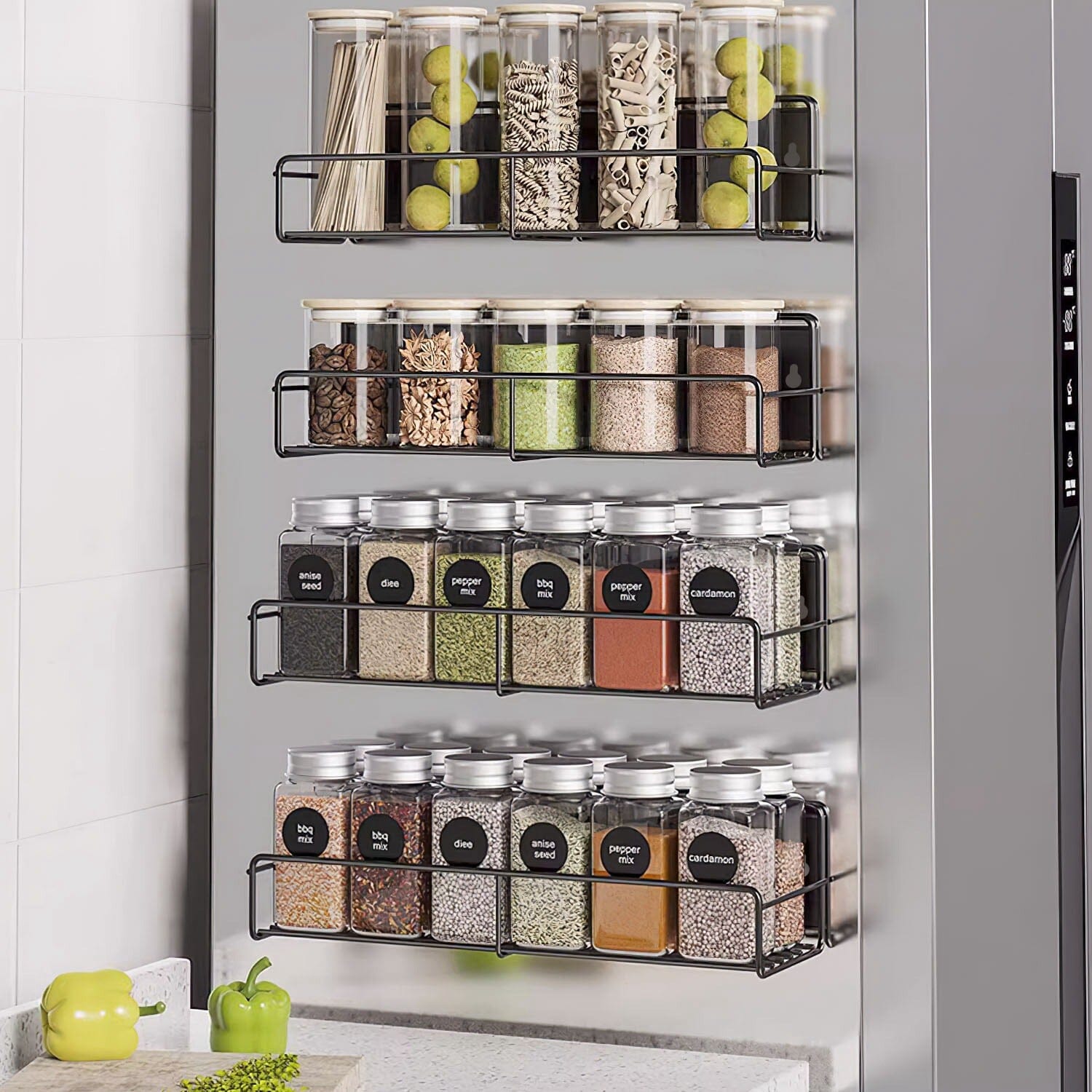 4-Piece: Strong Magnetic Spice Rack Organizer Kitchen Storage - DailySale