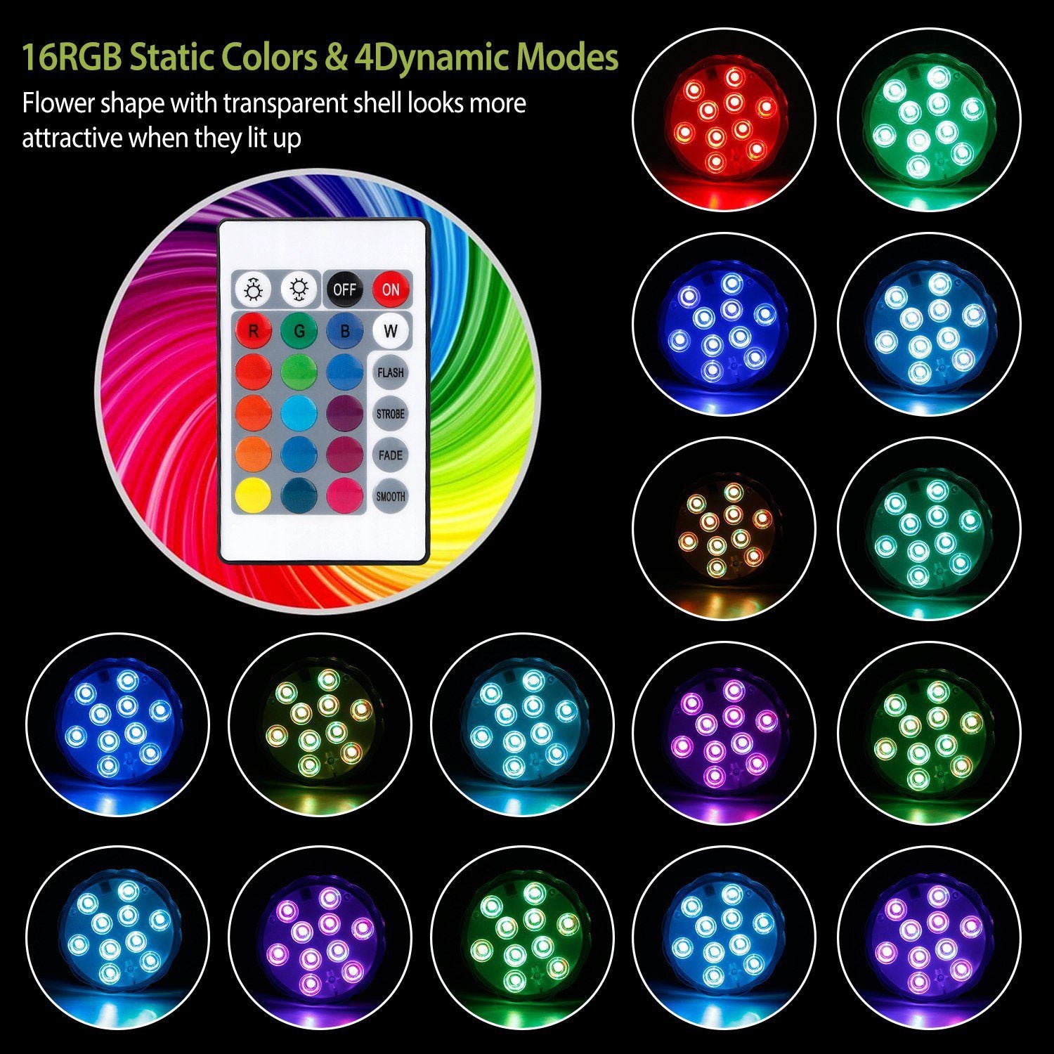 4-Piece: Submersible RGB LED Lights Indoor Lighting - DailySale