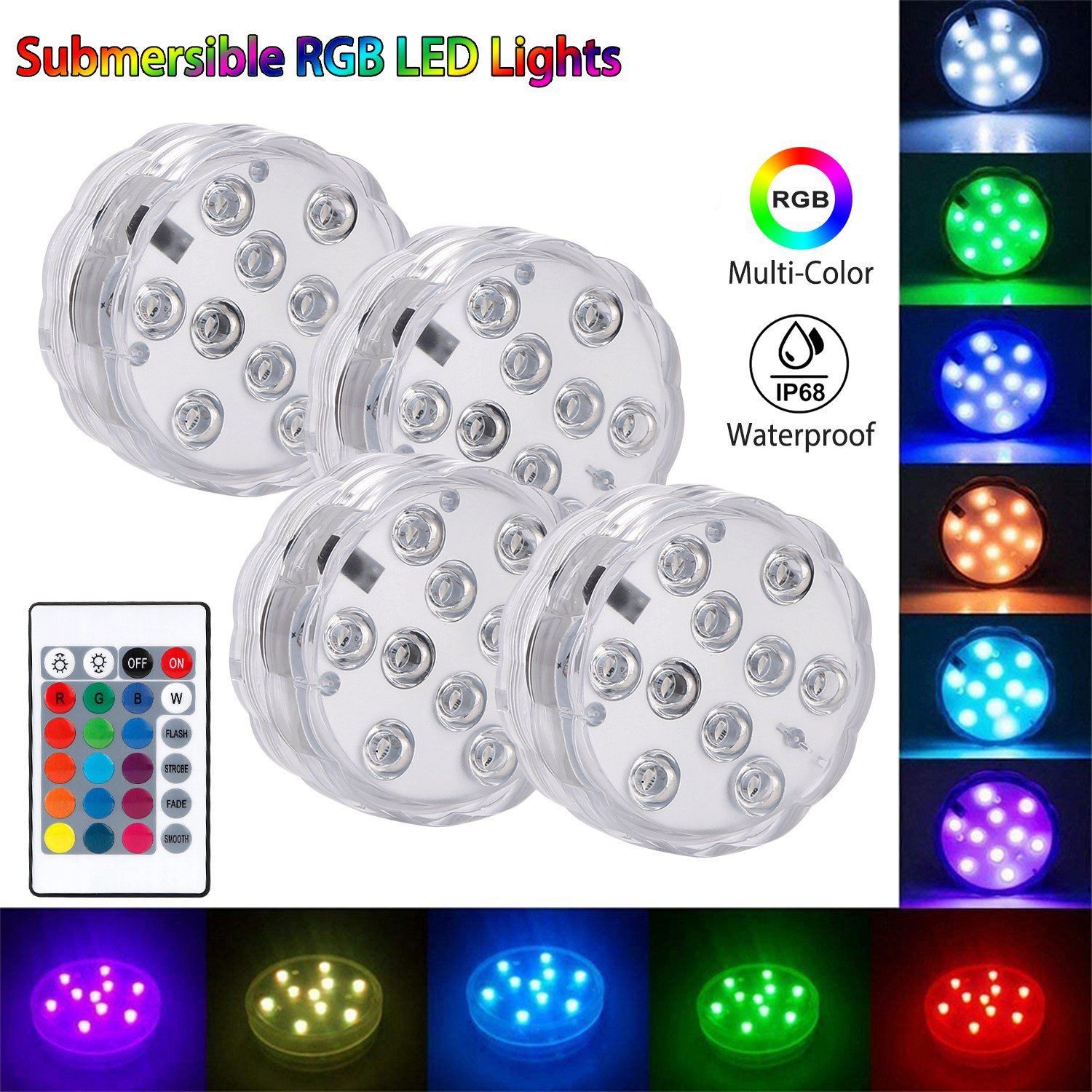 4-Piece: Submersible RGB LED Lights Indoor Lighting - DailySale