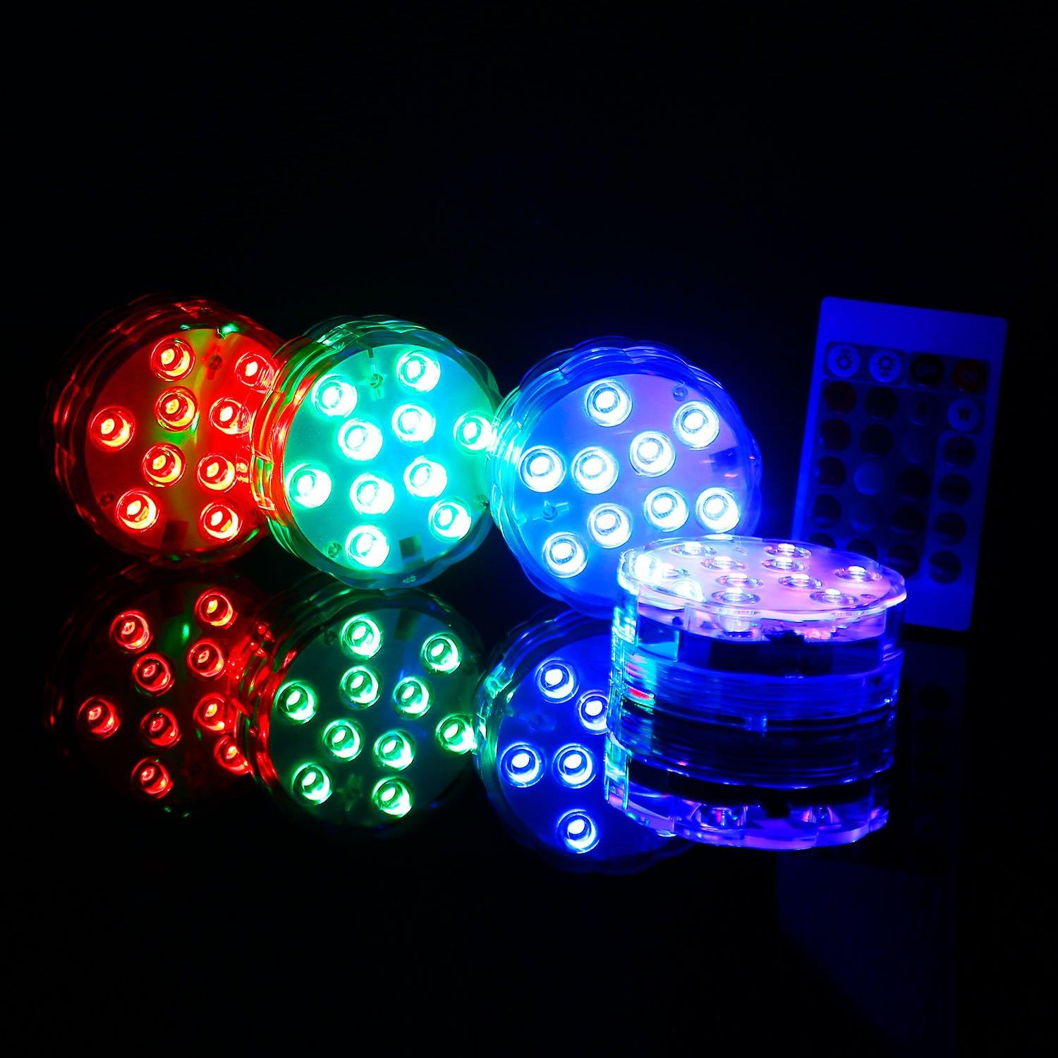 4-Piece: Submersible RGB LED Lights Indoor Lighting - DailySale