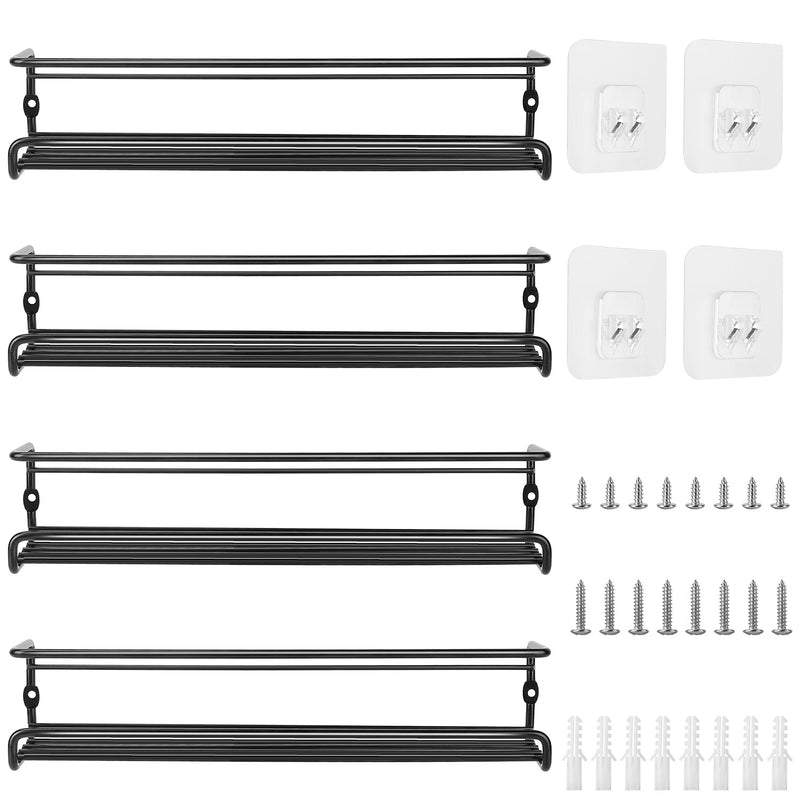 Spice rack wall mount, Spice Rack Organizer Wall Mount 4-Tier Separated  Hanging Spice Racks with Hooks for Kitchen Counter Cabinet Pantry over Stove