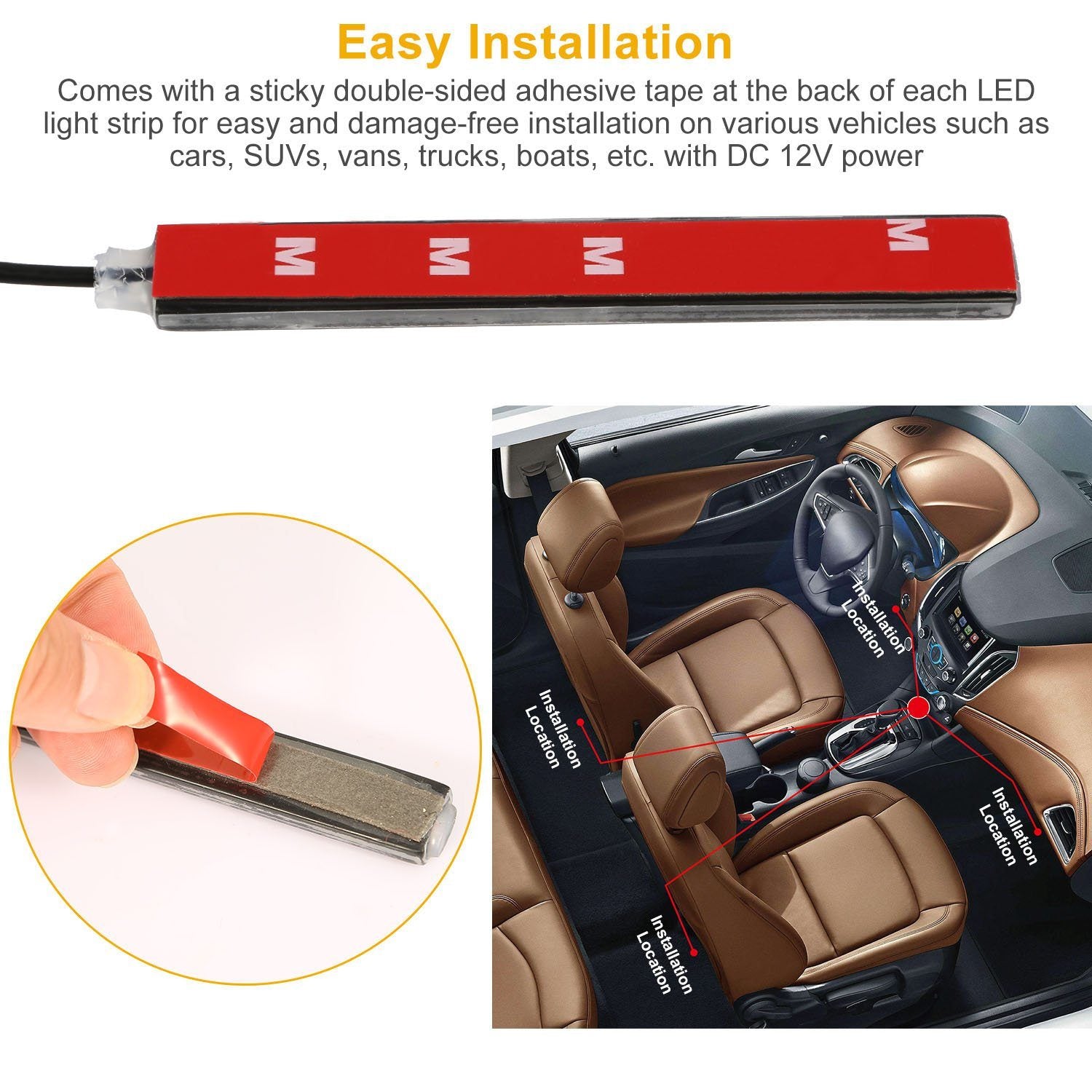 4-Pieces: 36 LEDs 12V Car Atmosphere Light Strip Automotive - DailySale